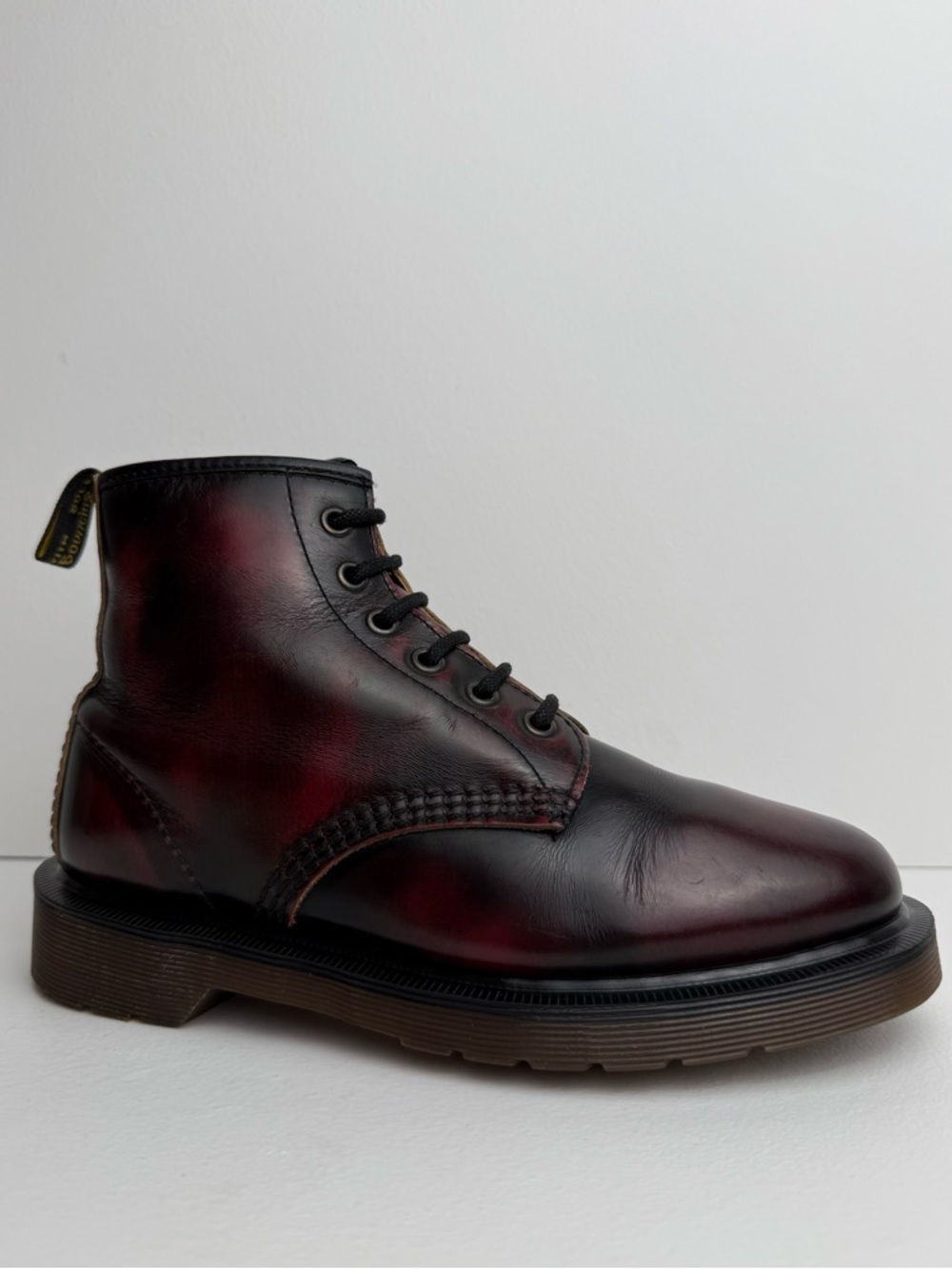 Vintage Doc Martens England Oxblood Red Black 101 MIE Rub Off Boots UK 4 - Picture 4 of 15